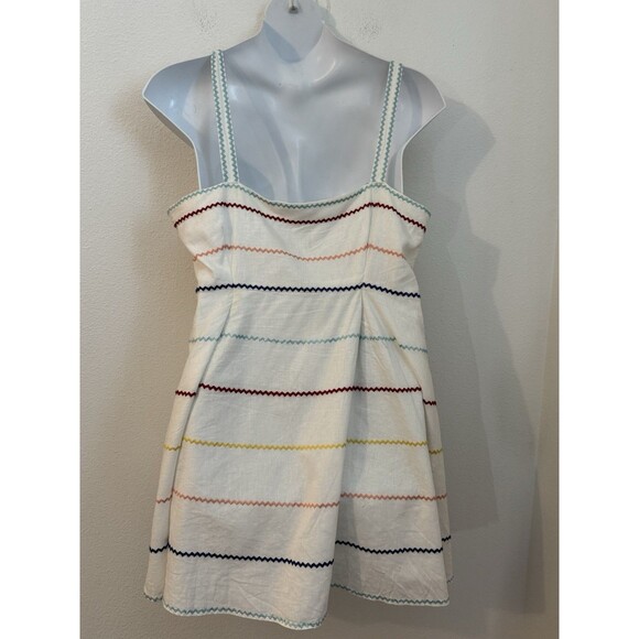 Forever 21 Dress Women Embroidered Zigzag Sundress Linen Blend Size 3X Rainbow - Picture 3 of 11